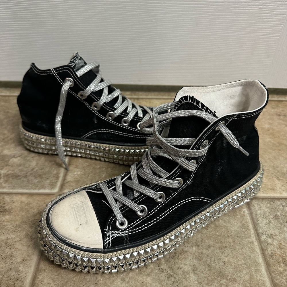 Chantel Black Studded High-Top Sneakers - Picture 2 of 9